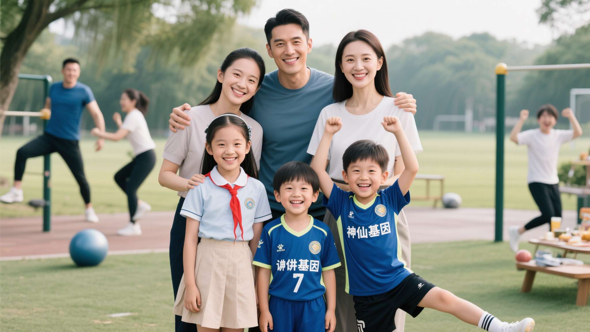 此次全家照曝光&nbsp;最大看点莫过于三位小宝贝&nbsp;出镜率颇高&nbsp;笑容灿烂&nbsp;活力十足&nbsp;遗传到